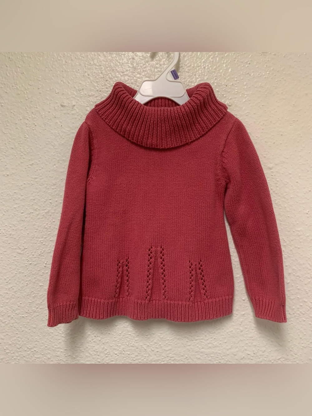 Baby Gap knit cowl neck pullover Pink sweater Toddler Girls Sz 3 100% Cotton